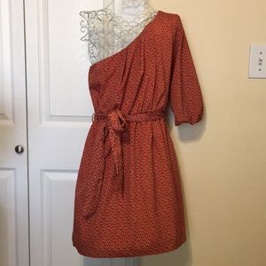 BLUE RAIN Francesca’s orange one shoulder dress